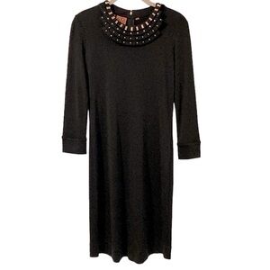 Tory Burch 100% Silk LBD W/Removable Embellished Collar.  EUC Sz. XS